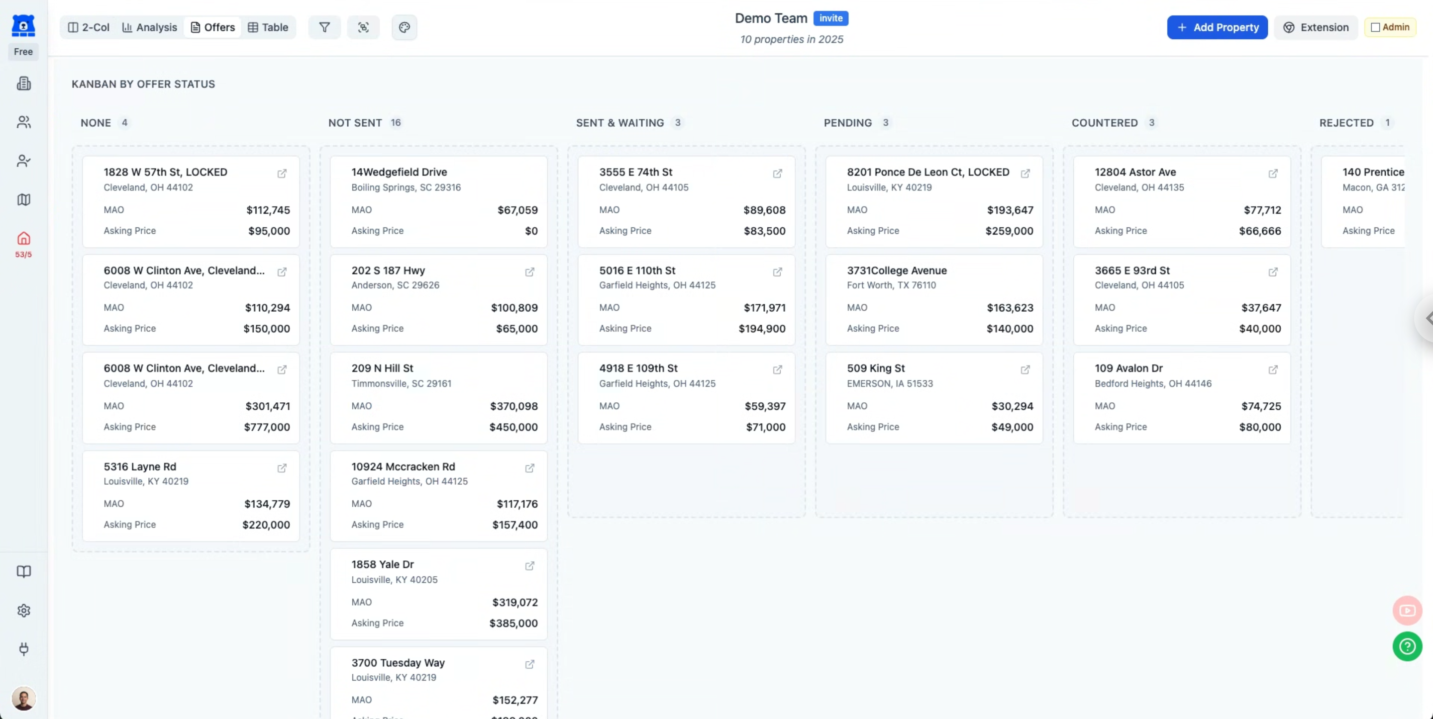 Track Deals Interface
